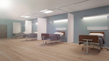 Bir boş mavi hastane odasında ilahi ışık