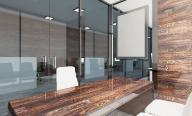 Modern ofis dolabı. Toplantı odası. 3D render... Boş resim sergisi