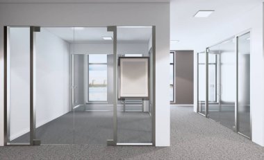 Modern ofis dolap boş. Toplantı odası. 3D render. Mockup resim