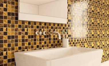 Banyo içi banyo küveti. 3B görüntüleme.