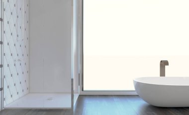 Özgeçmiş için soyut tuvalet ve banyo içi. 3B görüntüleme.