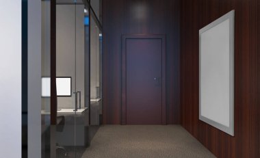 Modern toplantı odası. 3D render. Boş resim sergisi. Mockup.