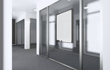 Modern ofis dolap boş. Toplantı odası. 3D render. Mockup resim