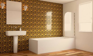 Banyo içi banyo küveti. 3B görüntüleme.