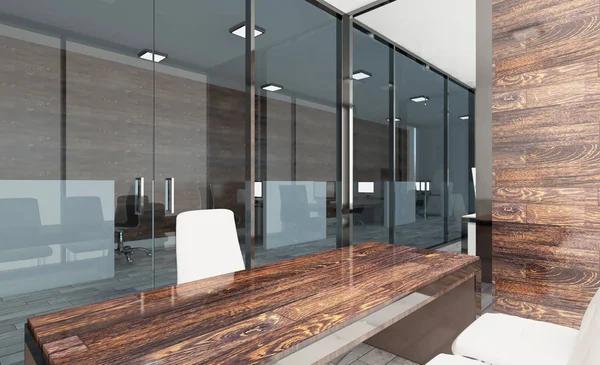 Öppet Utrymme Office Interiör Med Som Konferensrum Mockup Rendering — Stockfoto