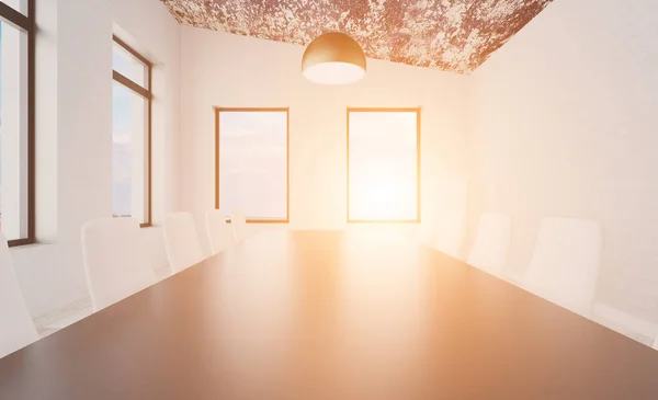 . Modern meeting room. 3D rendering.. Sunset