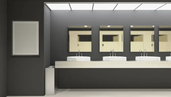 Intérieur Contemporain Des Toilettes Publiques Rendu Image Vide — Photo