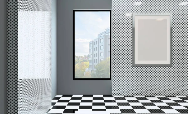 Baño Bañera Interior Representación Cuadros Vacíos Habitación Blanco —  Fotos de Stock