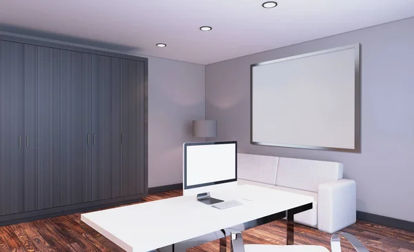 Modern office Cabinet. Meeting room. 3D rendering. Blank paintings