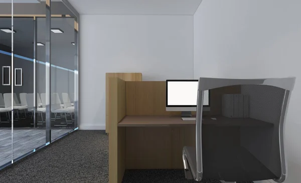 Espacio Abierto Interior Oficina Con Como Sala Conferencias Burlarse Renderizado — Foto de Stock