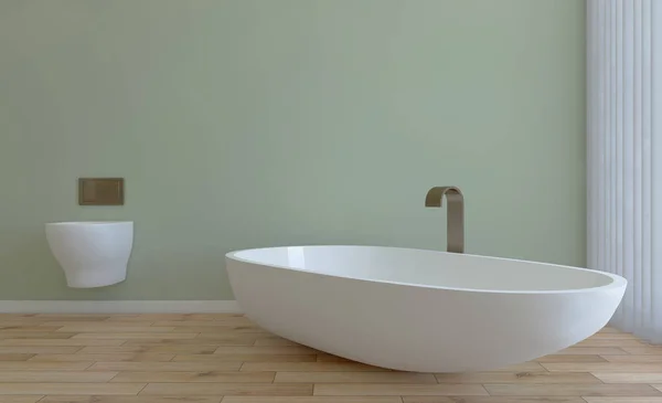Scandinavian bathroom, classic  vintage interior design. 3D rendering.