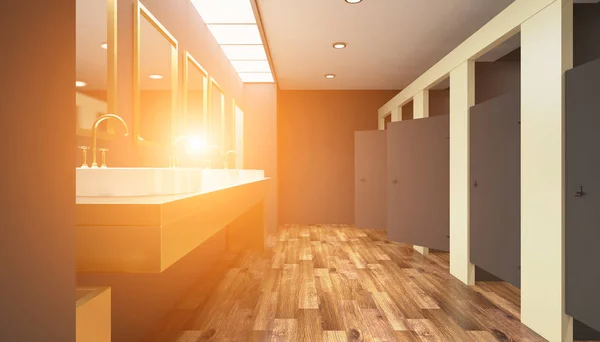 Hotel Badrum Peeing Toalett Rendering Solnedgång — Stockfoto