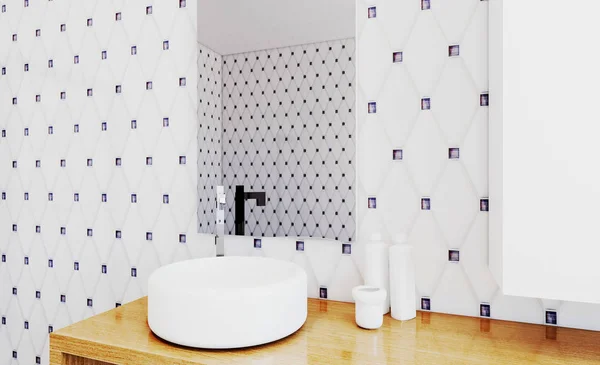 独立的浴室配有灰色现代浴室内的毛巾 — 图库照片