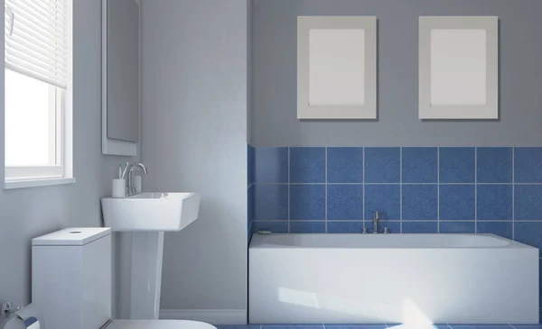 Bagno Moderno Con Ampia Finestra Rendering Immagine Vuota — Foto Stock