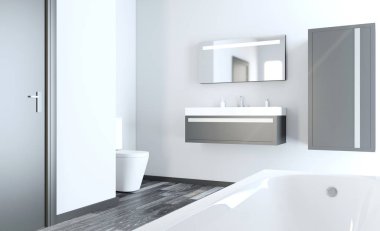 Banyo içi banyo küveti. 3B görüntüleme.