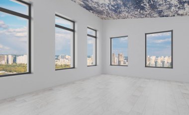 Boş oda. Mockup... Modern toplantı odası. 3D render.