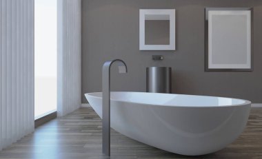 Banyo iç küvet. 3D render... Boş resim sergisi
