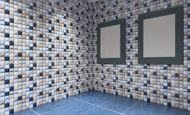 Modern boş banyo. 3D render... Boş resim sergisi