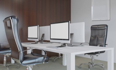 Modern ofis dolabı. Toplantı odası. 3D render. Boş resim