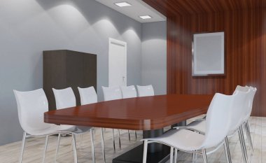 Modern ofis dolabı. Toplantı odası. 3D render... Boş resim