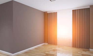 Modern boş ofis dolabı. Toplantı odası. 3D render. Günbatımı