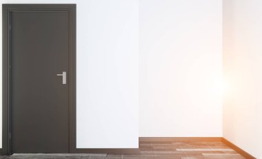 Modern banyo iç tasarım. 3D render. Gün batımı. Boş iç