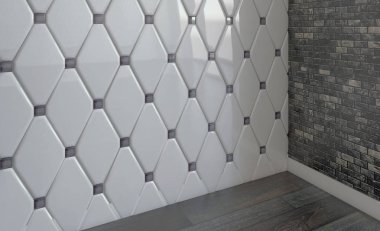 doğal ışık boş banyo. 3D render.