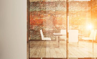 Modern toplantı odası. 3D render... Günbatımı