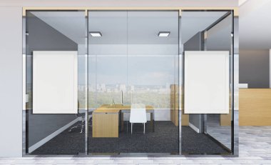 Modern ofis dolabı. Toplantı odası. 3D render... Boş resim sergisi