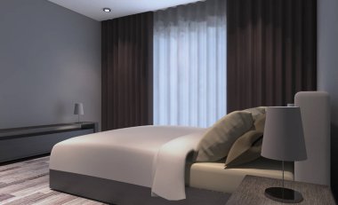 Interior of a classic style bedroom in luxury house. 3D rendering