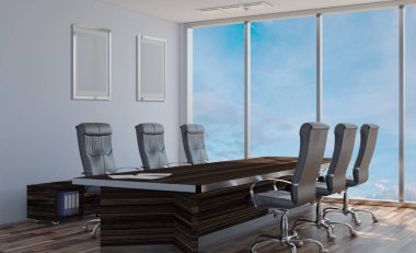 Modern ofis dolabı. Toplantı odası. 3D render. Boş resim.
