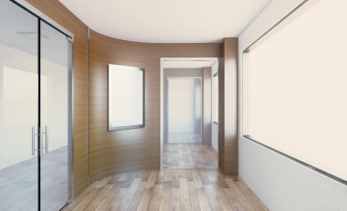 Modern boş ofis dolabı. Toplantı odası. 3D render. Resim sergisi