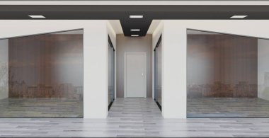 Modern ofis dolabı. Toplantı odası. 3D render. Boş iç