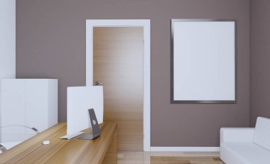 Modern ofis dolabı. Toplantı odası. 3D render... Boş resim sergisi