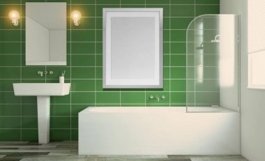 Banyo iç küvet. 3D render. Boş resim sergisi.