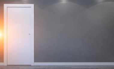 Modern boş banyo. 3D render. Günbatımı.