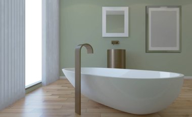 Banyo ve lavabo dahil modern banyo. 3D görüntüleme... Boş resimler