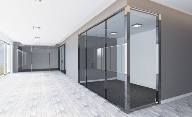 Modern boş ofis dolabı. Toplantı odası. 3D render.