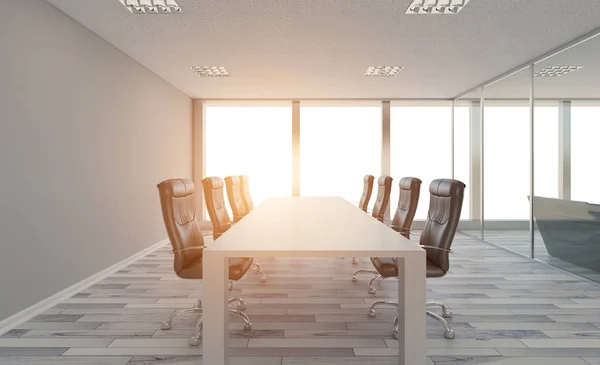 Сучасний Офісний Кабінет Кімната Переговорів Візуалізація Захід Сонця — стокове фото