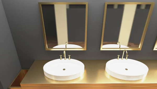 Wash Basins Public Restroom Rendering — Stock Photo, Image