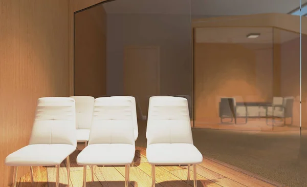 Conference Room Wooden Table Rendering — Stock Photo, Image