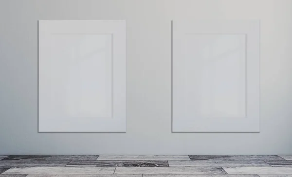 空のモダンなバスルーム レンダリング 空白の絵画 モックアップ — ストック写真