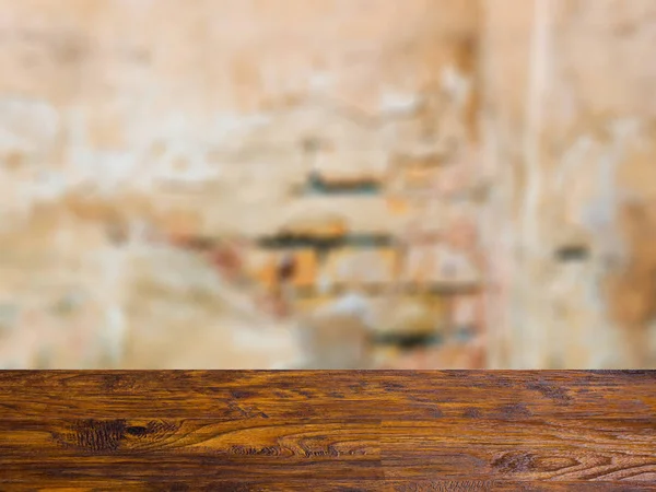 Mesa Madera Blanco Suelos Textura Una Vieja Pared Yeso Descompuesto — Foto de Stock