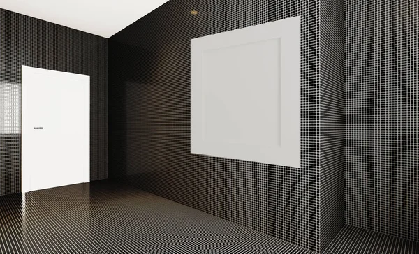 Muros Mosaico Baño Moderno Diseño Interior Representación Pinturas Blanco Burla —  Fotos de Stock