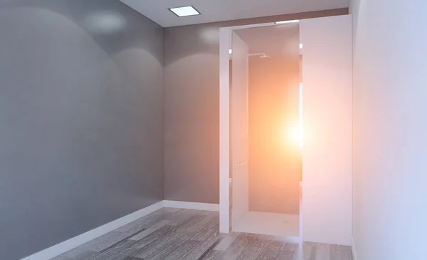Modern Empty Bathroom Rendering Sunset — Stock Photo, Image