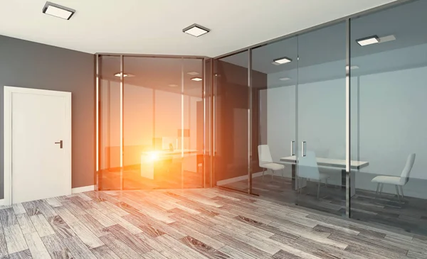 Modern meeting room. 3D rendering.. Sunset