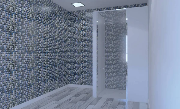 Baño Moderno Vacío Renderizado — Foto de Stock