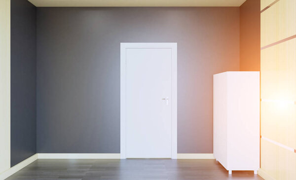 Empty modern office Cabinet. Meeting room. 3D rendering. Sunset