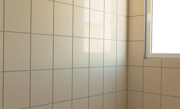 Banheiro Moderno Com Grande Janela Renderização Interior Vazio — Fotografia de Stock