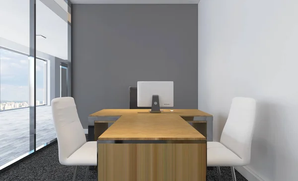 Öppet Utrymme Office Interiör Med Som Konferensrum Mockup Rendering — Stockfoto